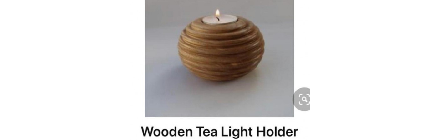 Wooden Candle Tea Light Holder Round Spiral Design